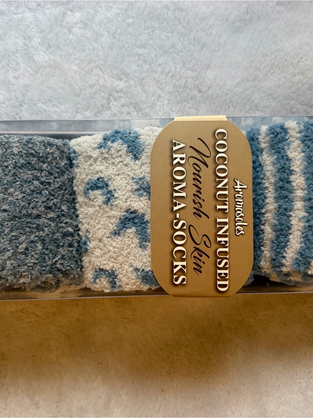 Coconut Infused Aroma-Socks for Women - Blue & White